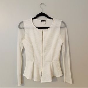 Off-White Peplum Zip Top